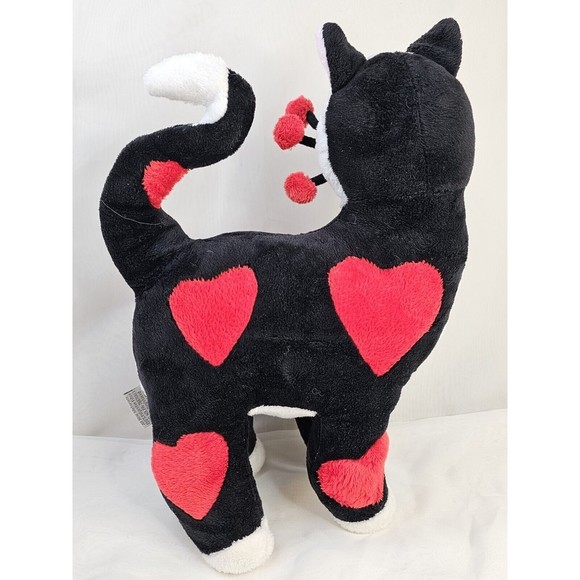 Whimsy Clay Plush Cat Amy Lacombe Hearts Valentine's Day Black Red White RARE - Picture 3 of 8